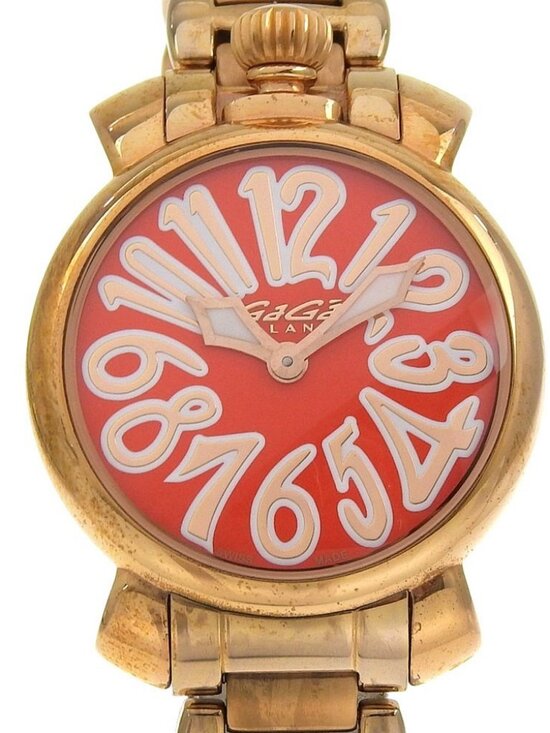 Gaga Milano Manuale35 Gold Quartz 6021 White Dial Ladies  Gaga Milano Manuare 35 Watches 6021 RedDial Plated Gold Quartz Analog disp...